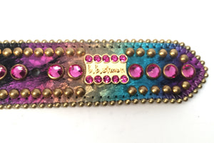 b.b. Simon Multicolor Skull Studded Crystal Belt - Dudes Boutique
