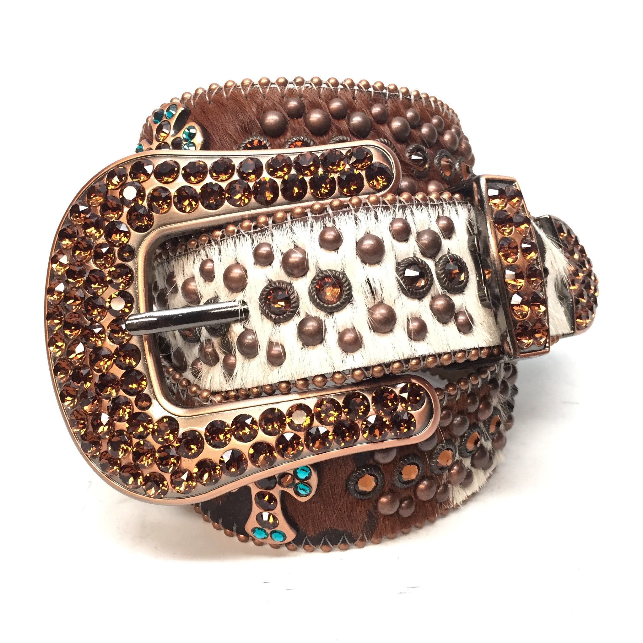 b.b. Simon - "Crosshairs" Pony Hair/Crystal Belt - Dudes Boutique