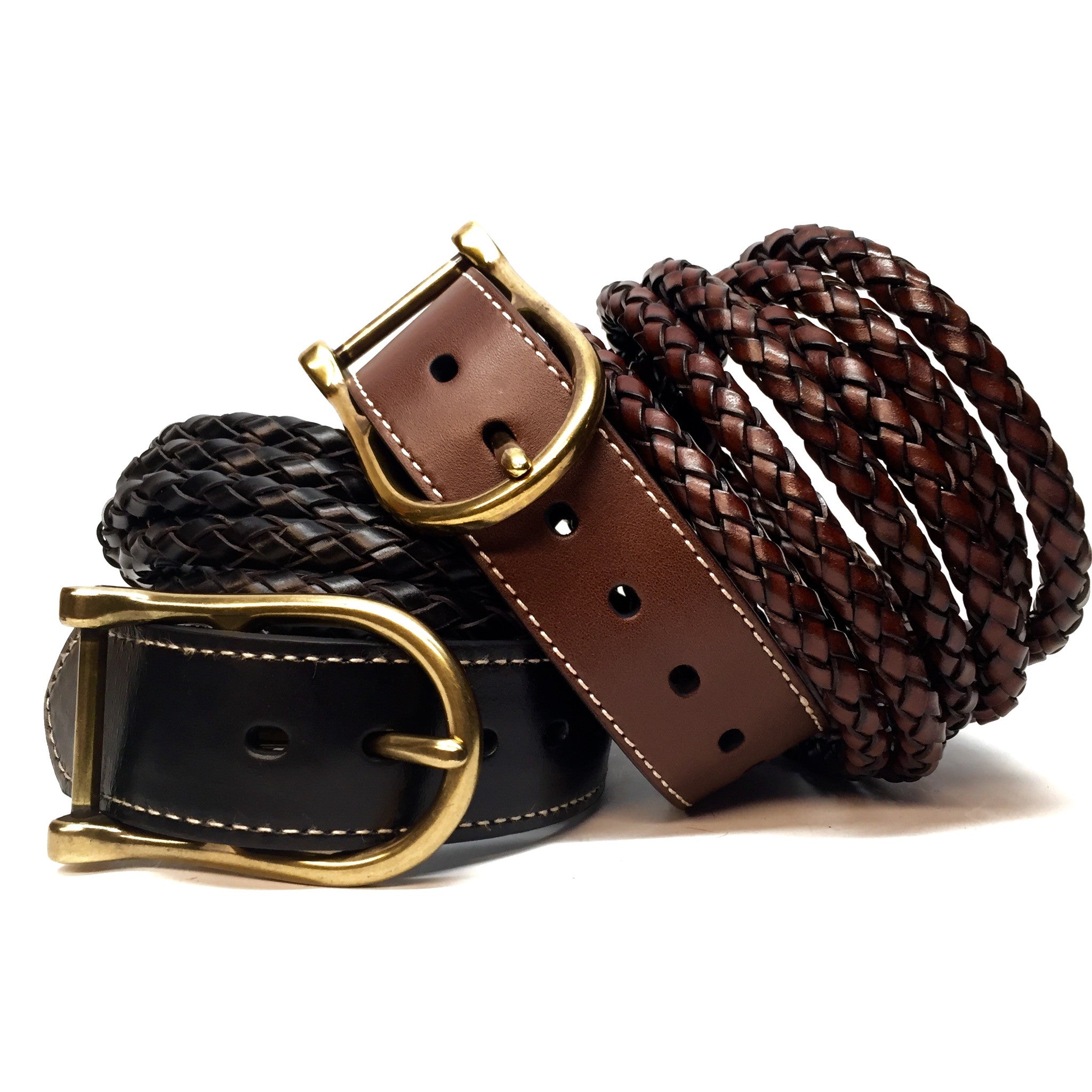 Nocona Tan Leather Belt with Black Braiding Nocona Unisex Tan Black & Chocolate Web Belt main image 4
