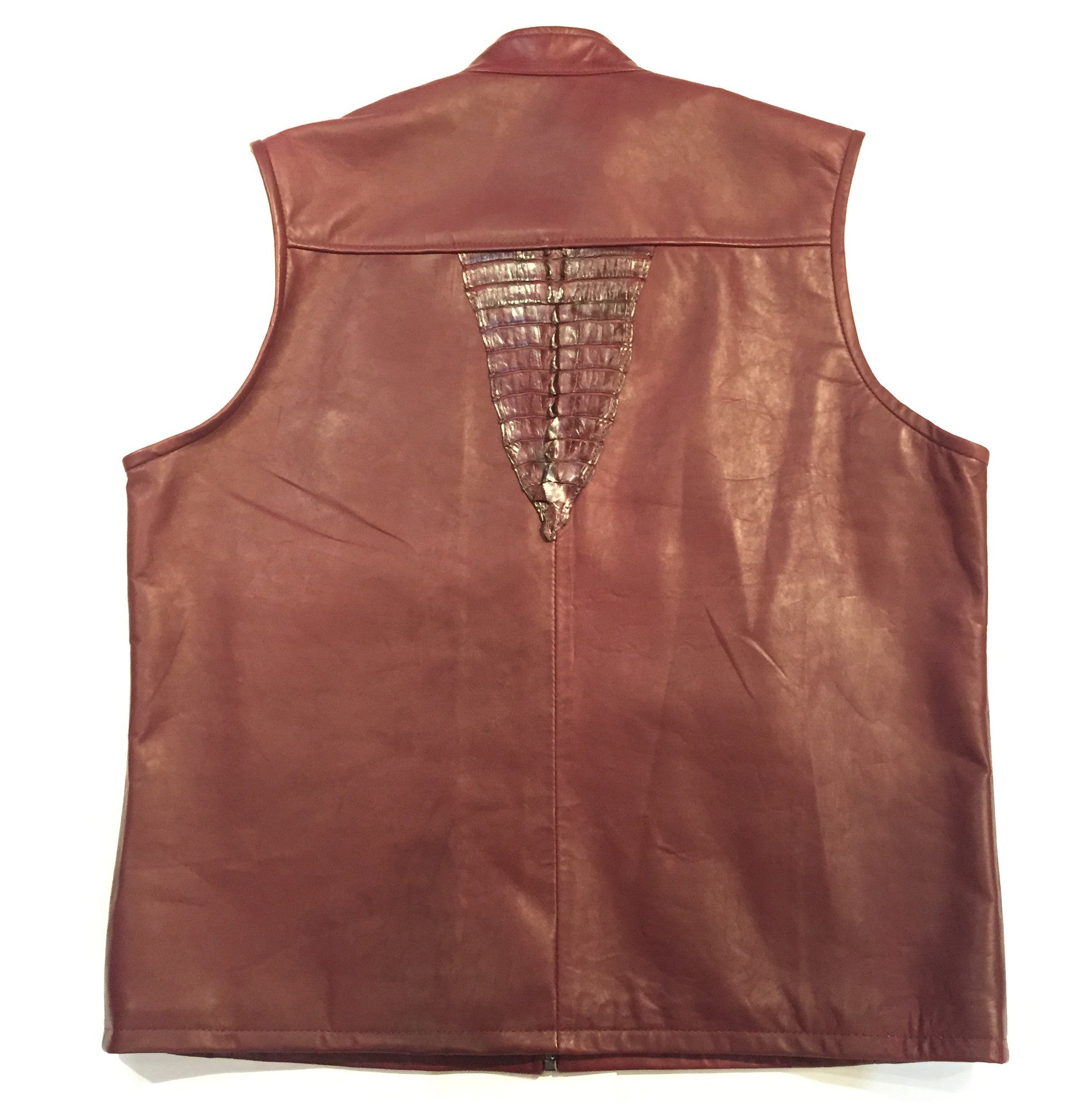 Kashani Cranberry Crocodile/Lambskin Vest - Dudes Boutique
