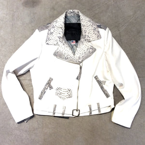 G-Gator 1033 White Python and Lambskin Biker Jacket - Dudes Boutique