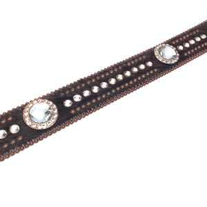b.b. Simon Brown Bronze Studded Pony Crystal Belt - Dudes Boutique