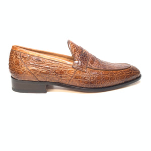 Mauri 4862 Brown Alligator Belly Penny Loafers - Dudes Boutique