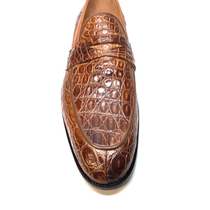 Mauri 4862 Brown Alligator Belly Penny Loafers - Dudes Boutique