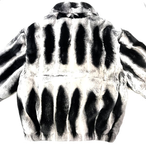 Kashani Grey Black Rex Rabbit Chinchilla Fur Coat - Dudes Boutique