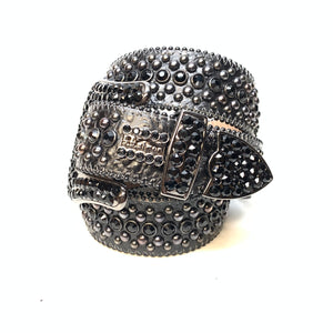 b.b. Simon All Black Fully Loaded Crystal Belt - Dudes Boutique