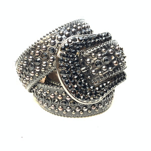 b.b. Simon All Black Fully Loaded Crystal Belt - Dudes Boutique