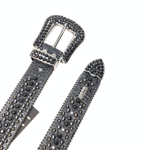 b.b. Simon All Black Fully Loaded Crystal Belt - Dudes Boutique