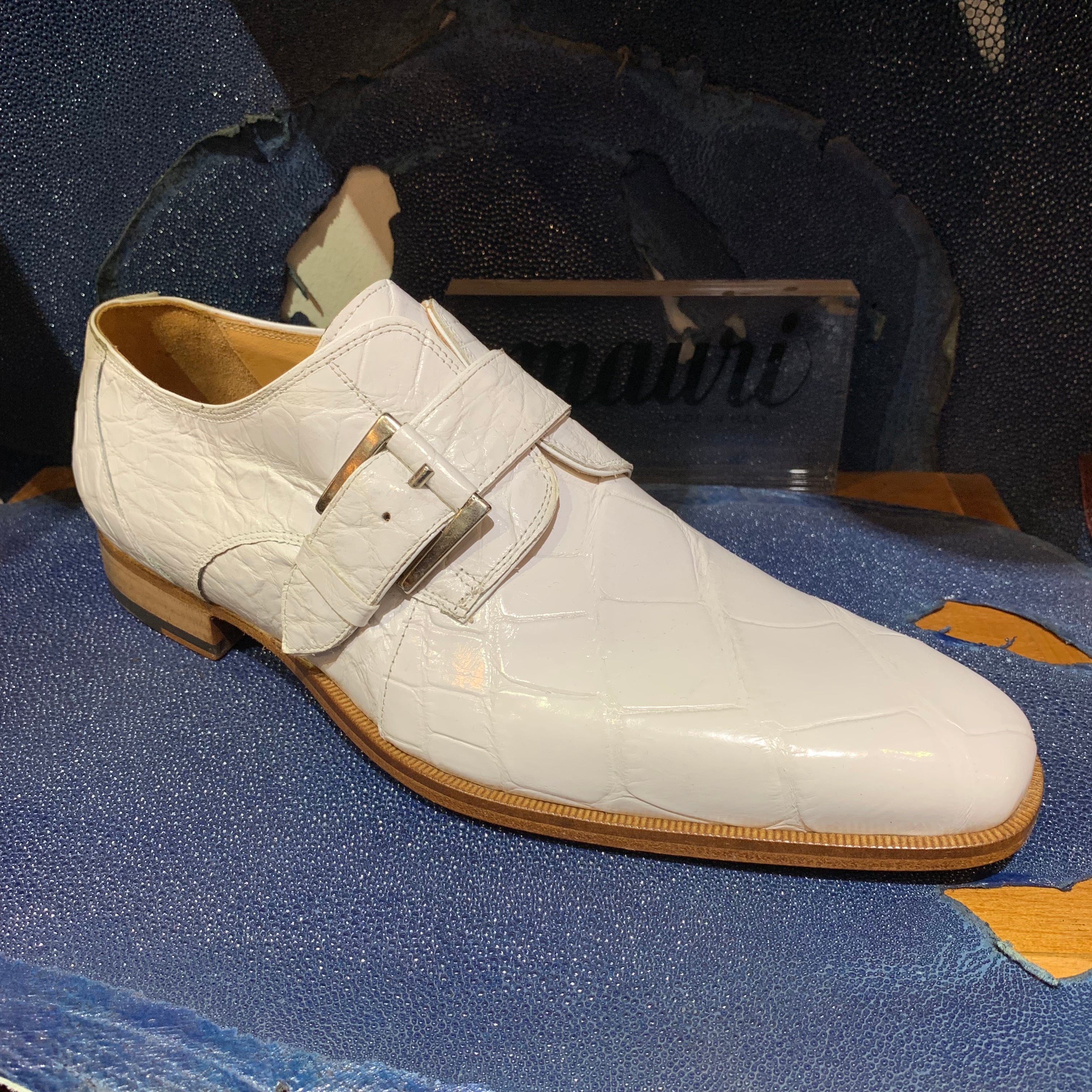 Mauri 4853 Cream Alligator Body Monk Strap Dress Shoes 8.5 Mauri 4853 Cream Alligator Body Monk Strap Dress Shoes 8.5