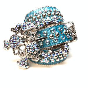 b.b. Simon Skull Ultramarine Blue Double Row Belt - Dudes Boutique