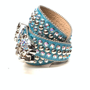 b.b. Simon Skull Ultramarine Blue Double Row Belt - Dudes Boutique