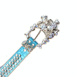 b.b. Simon Skull Ultramarine Blue Double Row Belt - Dudes Boutique