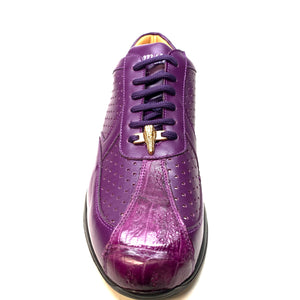 Mauri M770 Purple Crocodile Perforated Nappa Leather Sneaker - Dudes Boutique