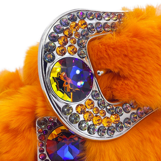 b.b. Simon Orange Fur Volcano Crystal Belt - Dudes Boutique