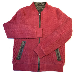 Barya NewYork Wine Lambskin Weaved Jacket - Dudes Boutique
