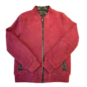 Barya NewYork Wine Lambskin Weaved Jacket - Dudes Boutique