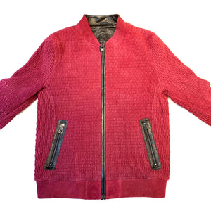 Barya NewYork Wine Lambskin Weaved Jacket - Dudes Boutique