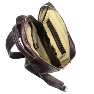 Aston Leather Chocolate Brown Clinton Zippered Backpack - Dudes Boutique