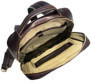Aston Leather Chocolate Brown Clinton Zippered Backpack - Dudes Boutique