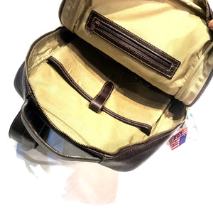 Aston Leather Chocolate Brown Clinton Zippered Backpack - Dudes Boutique