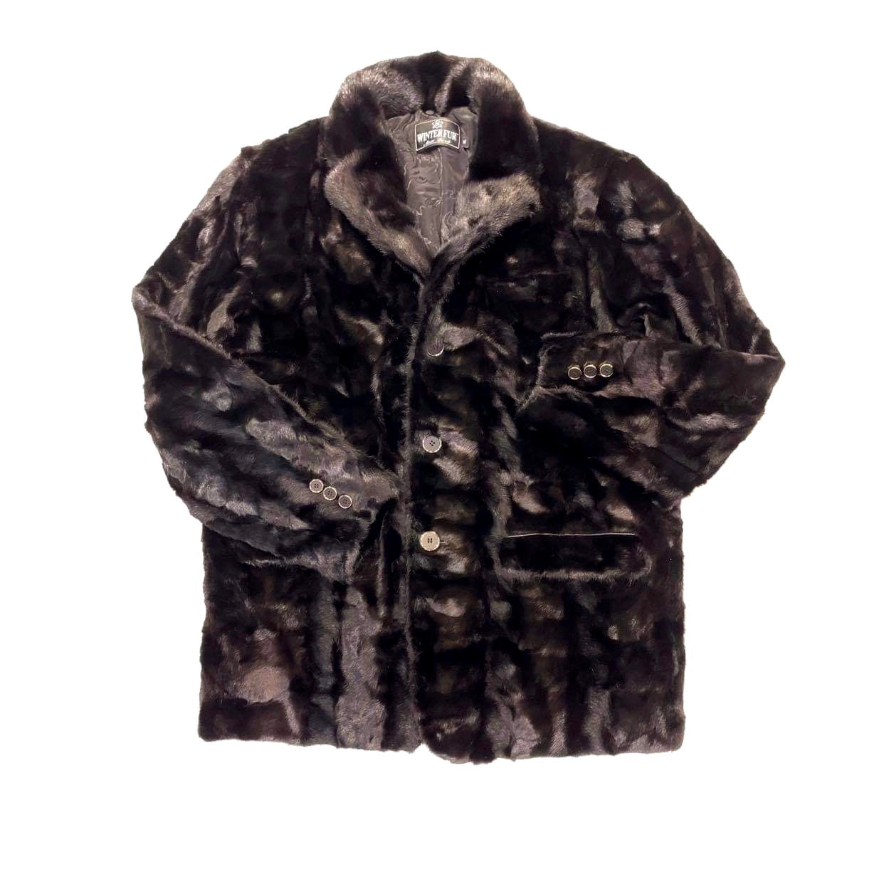 Kashani Men's Black Diamond Cut Mink Car Coat - Dudes Boutique