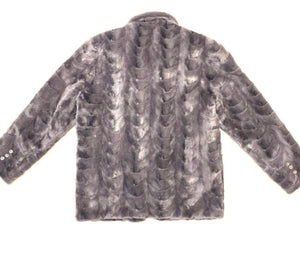 Kashani Men's Grey Diamond Cut Mink Car Coat - Dudes Boutique