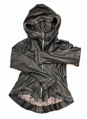 Hoss Couture Women's Swarovski Lambskin Leaf Studded Moto Jacket - Dudes Boutique