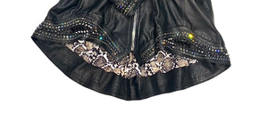 Hoss Couture Women's Swarovski Lambskin Leaf Studded Moto Jacket - Dudes Boutique