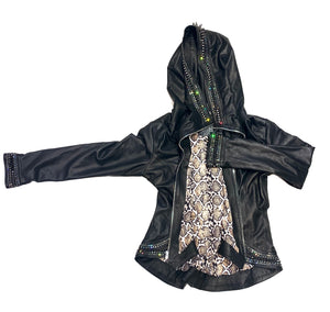 Hoss Couture Women's Swarovski Lambskin Leaf Studded Moto Jacket - Dudes Boutique