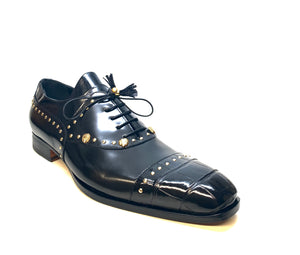 Mauri Men's 4901 "Vegas" Black Alligator Calf Skin Dress Shoes - Dudes Boutique