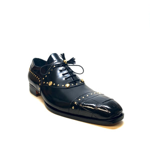 Mauri Men's 4901 "Vegas" Black Alligator Calf Skin Dress Shoes - Dudes Boutique