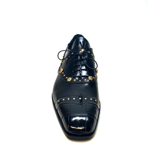 Mauri Men's 4901 "Vegas" Black Alligator Calf Skin Dress Shoes - Dudes Boutique