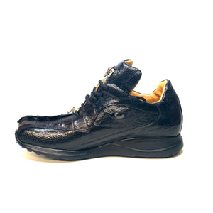 Mauri 8605 'Eye' Black Hornback Tail/Ostrich Leg Sneakers - Dudes Boutique
