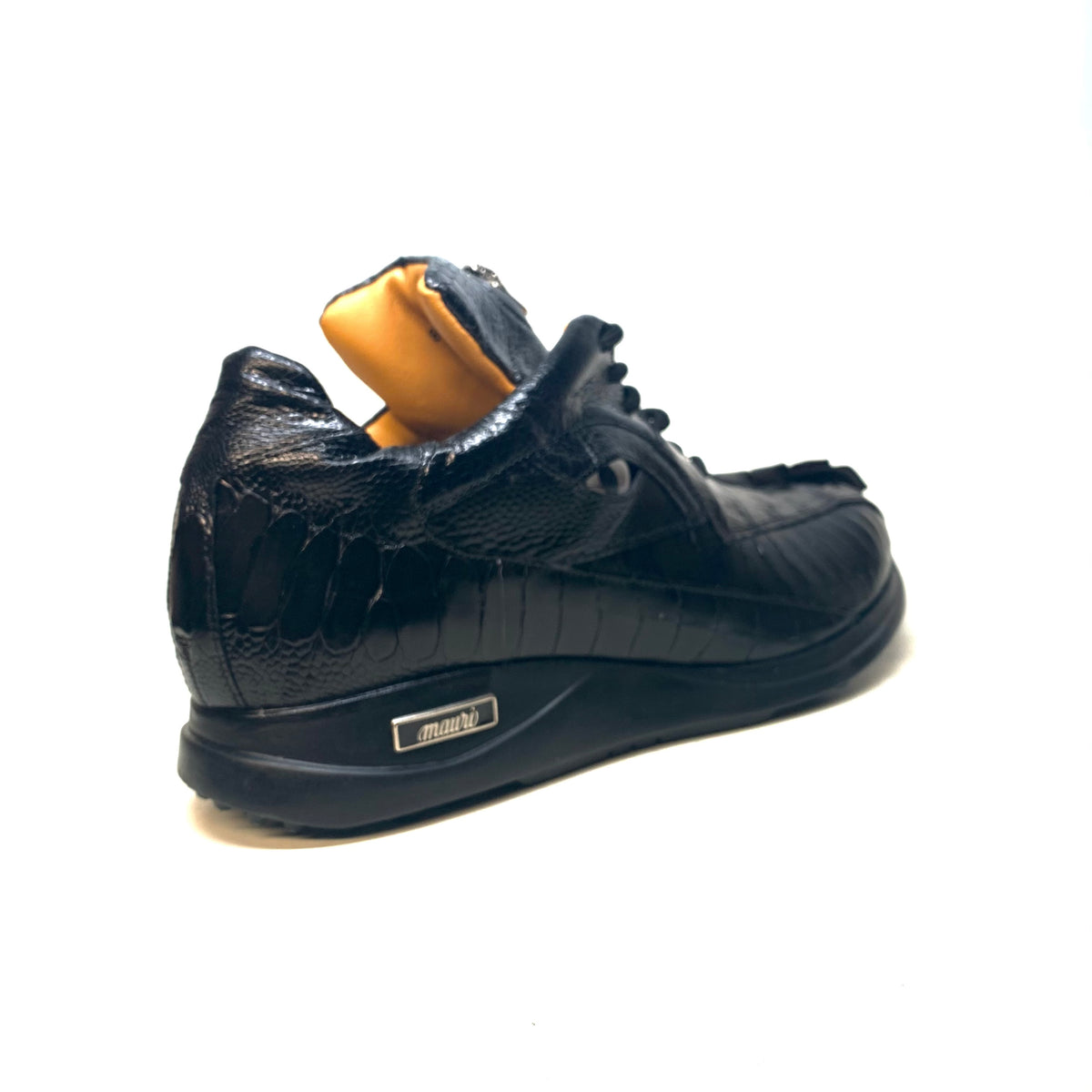Mauri 8605 'Eye' Black Hornback Tail/Ostrich Leg Sneakers - Dudes Boutique