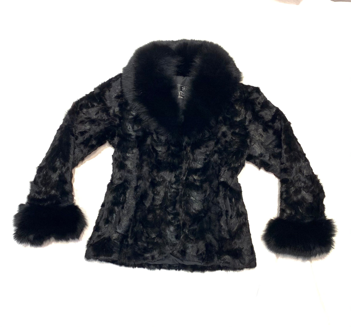 Kashani Women's Black Mink Jacket with Fox Fur Lining - Dudes Boutique