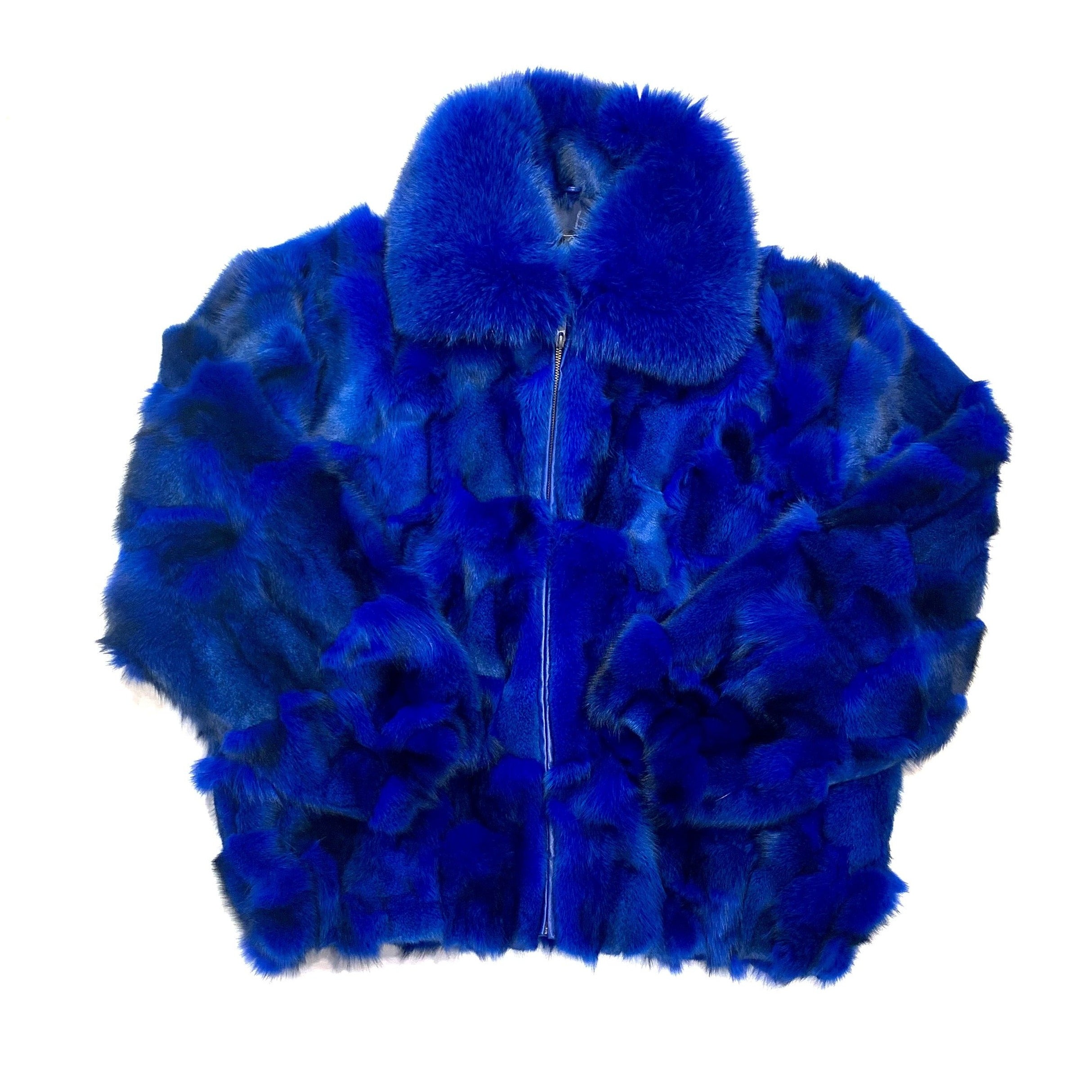 Kashani Men's Royal Blue Fox Fox Bomber Coat - Dudes Boutique