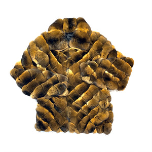 Kashani Men's Cognac Diamond Cut Full Chinchilla Coat - Dudes Boutique