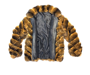 Kashani Men's Cognac Diamond Cut Full Chinchilla Coat - Dudes Boutique