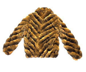 Kashani Men's Cognac Diamond Cut Full Chinchilla Coat - Dudes Boutique