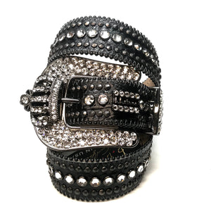 b.b. Simon 'Black Crown' Double Studded Row Crystal Belt - Dudes Boutique