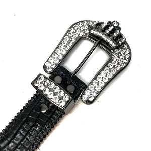 b.b. Simon 'Black Crown' Double Studded Row Crystal Belt - Dudes Boutique