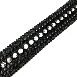 b.b. Simon 'Black Crown' Double Studded Row Crystal Belt - Dudes Boutique