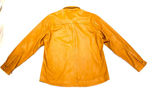 Kashani Men's Caramel Lambskin Button-Up Shirt - Dudes Boutique