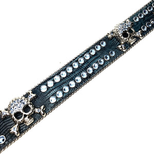 b.b. Simon Skull Blue Lizard Fully Loaded Double Row Crystal Belt - Dudes Boutique