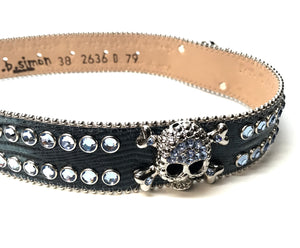 b.b. Simon Skull Blue Lizard Fully Loaded Double Row Crystal Belt - Dudes Boutique