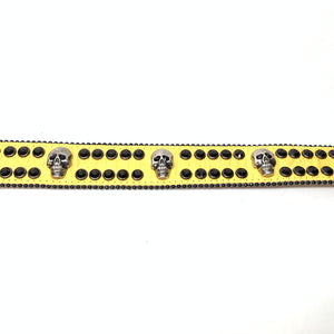 b.b. Simon Yellow Black Skull Double Row Crystal Belt - Dudes Boutique