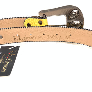 b.b. Simon Yellow Black Skull Double Row Crystal Belt - Dudes Boutique