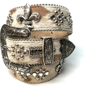 b.b. Simon 'Fleur-de-lis' Pony Crystal Belt - Dudes Boutique