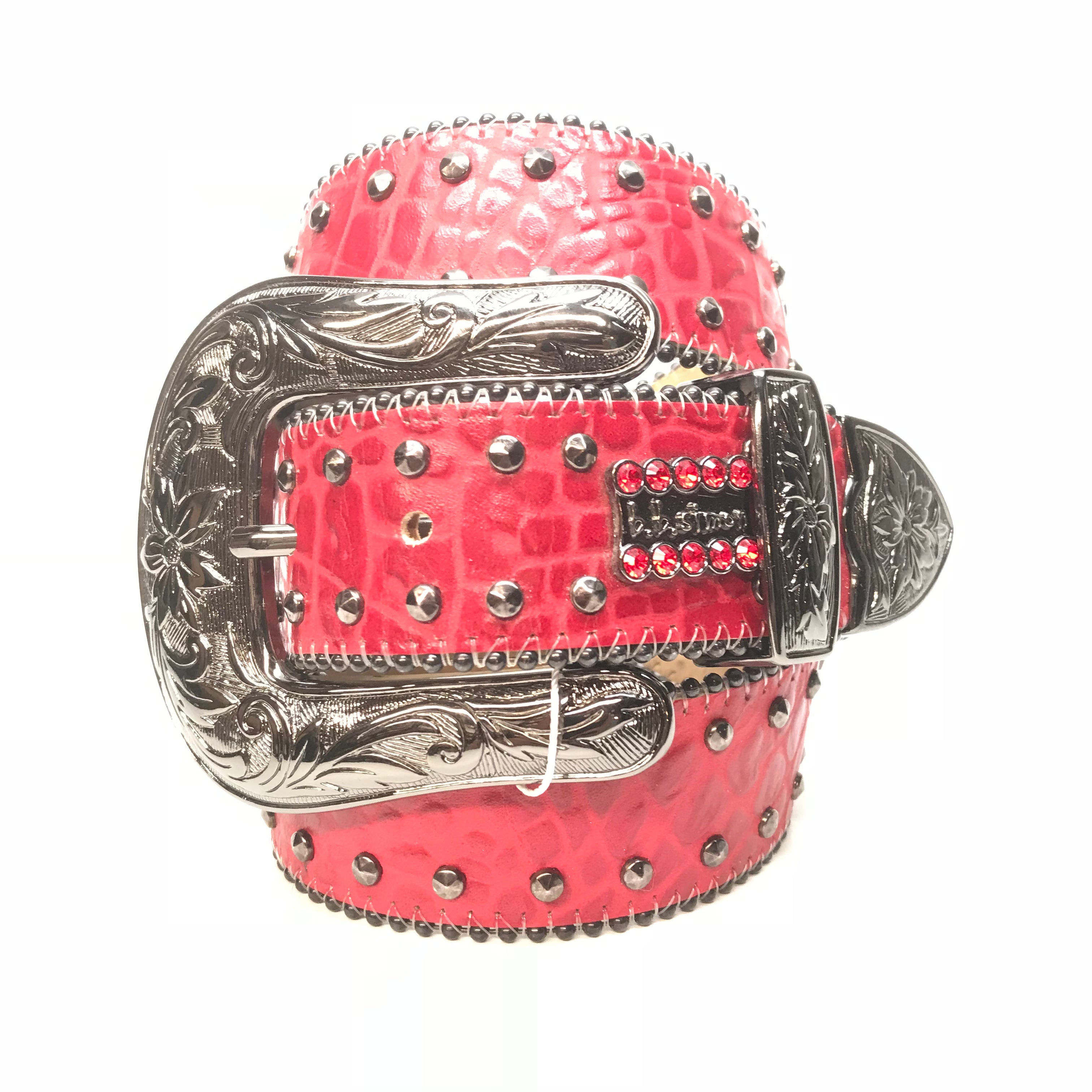 b.b. Simon 'Red Double Studded' Crystal Belt - Dudes Boutique