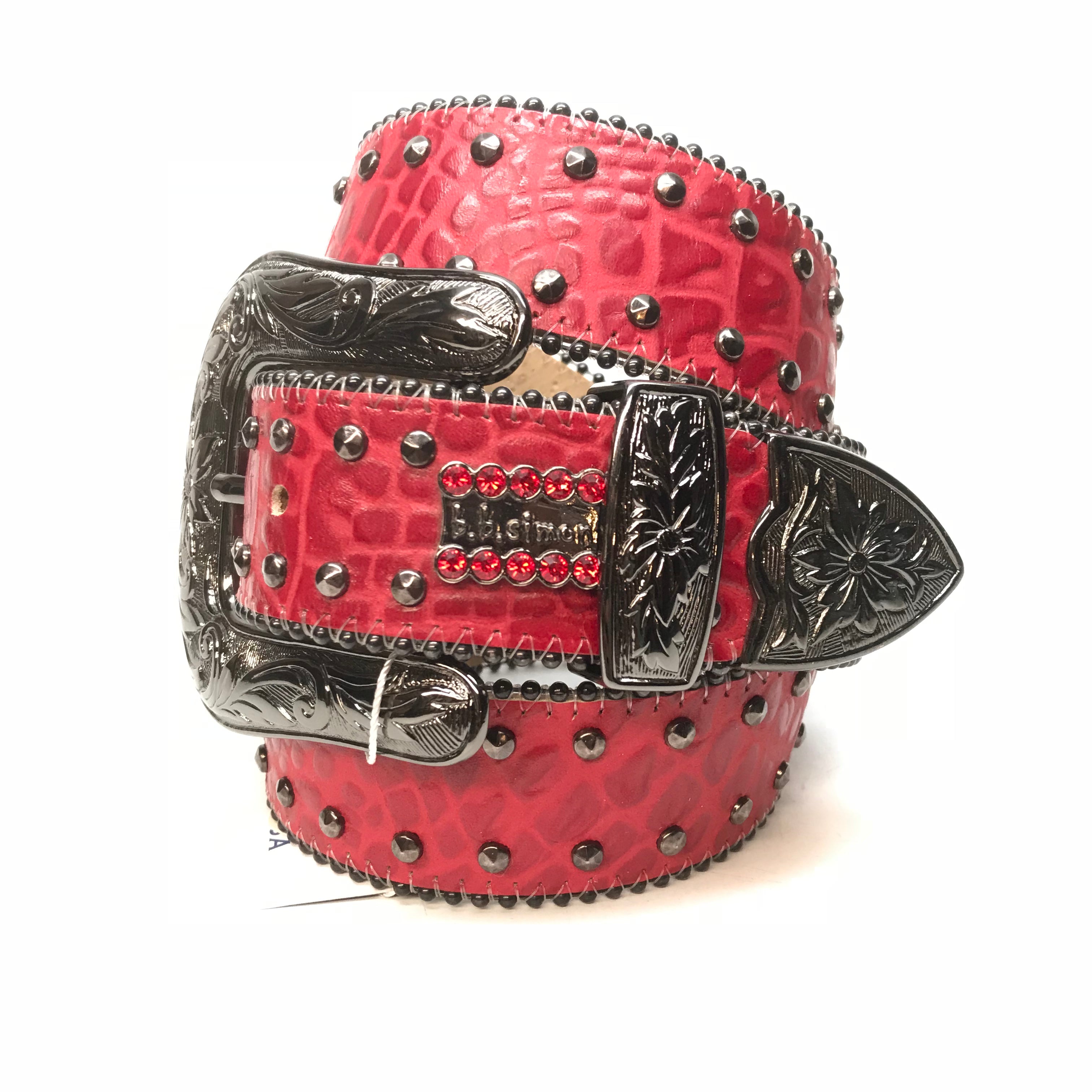 b.b. Simon 'Red Double Studded' Crystal Belt - Dudes Boutique